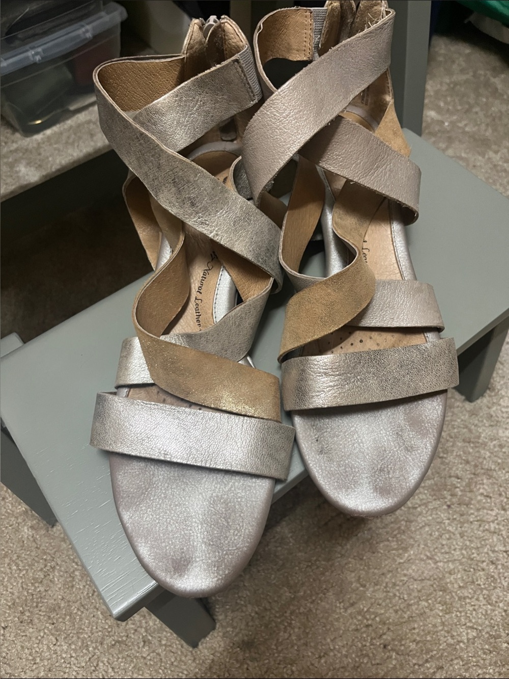 Sofft Two Tone Leather Crisscross Sandals